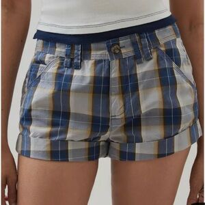 BDG Plaid Shorts - Blue and Tan
